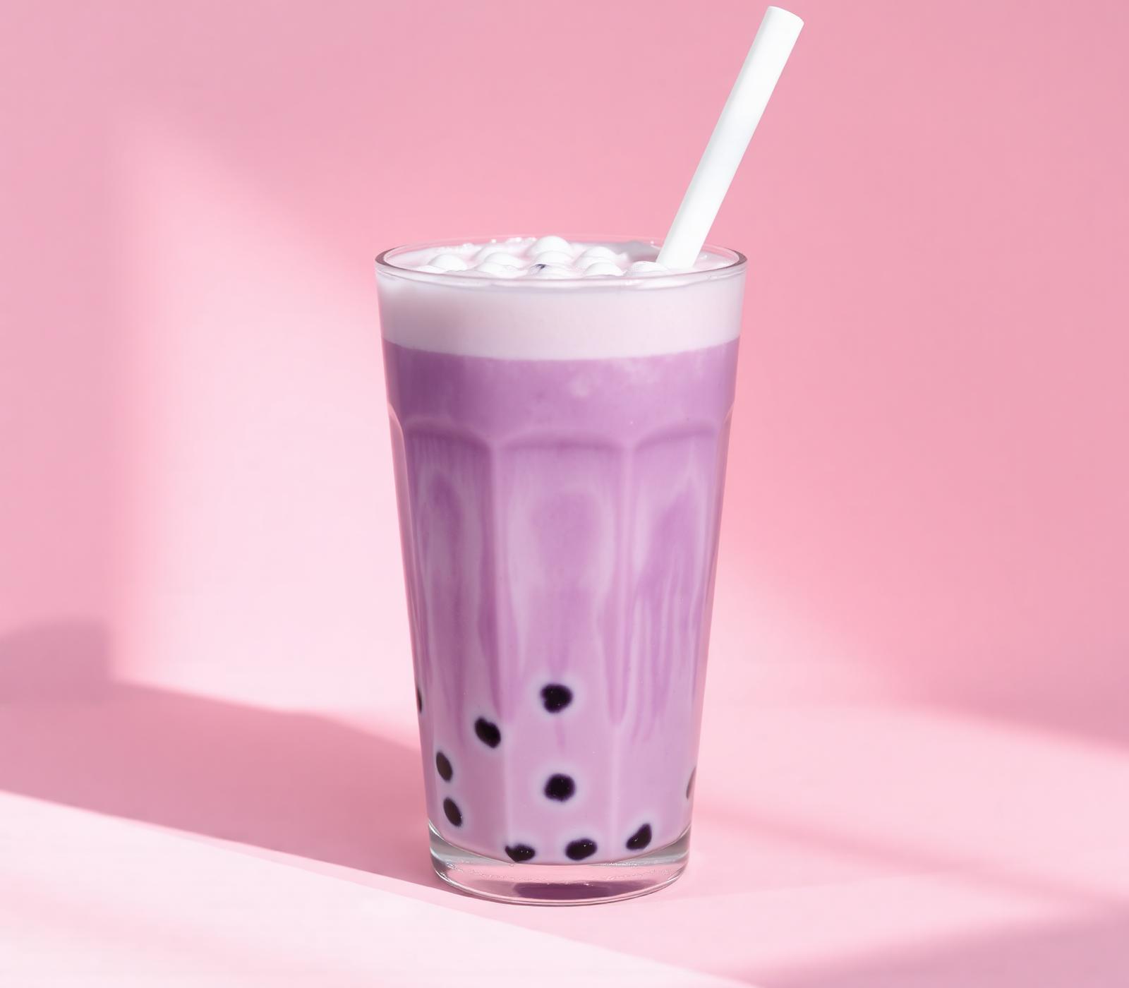 Taro milk tea with tapioca pearls